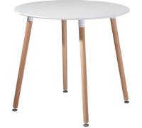 Table à Manger Ronde Scandinave - H.J WEDOO - Blanc - 80cm - 4 Personnes
