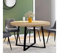 IDMarket Table à manger Selma ronde Bois et noir 110 cm 4-6 personnes
