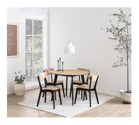 Table à manger ronde - SELSEY - GEMIRRO - Ø 105 cm - Noir et bois - 4 places