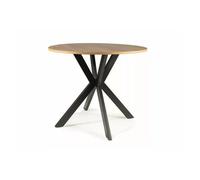 Table à manger ronde ""Talia II"" - Marron chêne/Noir mat - D 90 x H 76 cm