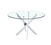 Table a manger ronde TRANSPARENT JESSICA chrome XXL 120 cm 4 couverts