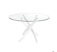 Table à manger ronde verre trempé et acier blanc 1138-Ø110 - ANGEL CERDÁ