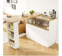 Table à Manger Rotative 360° - TRUXEN8 - Moderne - Rotation 360° - Verre coulissant - Rangement varié