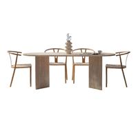 Table à Manger Sabella - 100% MELAMINE - Travertin - 75 x 90 x 200 cm