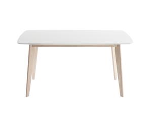 Table à manger scandinave blanc et bois clair rectangulaire L150 cm LEENA