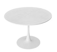 Table À Manger Seule - Ronde 120cm, 4 Plateaux Bois Blanc, Piètement Métal, Design Moderne, Multi-usage