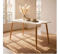 Table à Manger SHANNON Rectangulaire L 120 cm 4 Personnes Blanc Table Salle à Manger au Style Scandinave