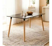 IDIMEX Table à Manger Shannon, Rectangulaire, L 120 cm, 4 Personnes, Noir, Table Salle à Manger au Style Scandinave avec Plateau Laqué et Pieds en Hêtre, Idéale pour Cuisine ou Salle à Manger Moderne