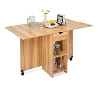 Table à Manger, Table à Manger Pliante Cuisine, Table Mobile à Feuilles Caduques, Chêne Rouge - Mondeer