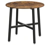 Table à Manger, Table de Cuisine Ronde, pour Salon, Bureau, 80 x 75 cm (Diamètre x H), Style Industriel, Marron Rustique et Noir d'Encre SUGGESTION DU CHEF : Cette table ronde accompagnée de son cadre