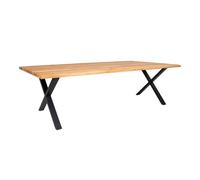 Table à manger Toulon - Table à manger, chêne huilé avec bord ondulé, préparée pour rallonge 1x3x75 cm