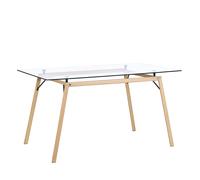 Table À Manger Transparente / Effet Bois Clair 140 X 80 Cm Kamina Transparent