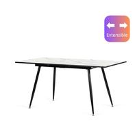 Table à Manger Urban Extensible en Motif Marbre Blanc Rectangulaire 120-160/80/75cm
