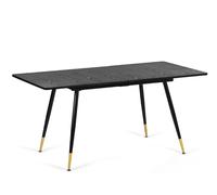 Table à Manger URBAN Motif Marbre Noir Rectangulaire Extensible 120-160/80/75cm
