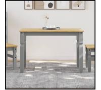Table à manger - V BESTLIFE - Corona - Bois massif de pin - Gris - 112x60x75 cm