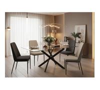 Table à manger verre trempé métal noir 180x90 cm JESSICA XXL