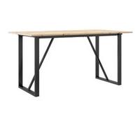Table à manger vidaXL 3282677 Cadre en O Bois de pin massif et acier Marron clair 160x80x75 cm Intérieur marron G