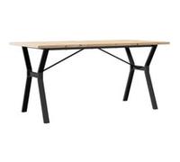 Table à Manger vidaXL Cadre en Y 160x80x75,5 cm Bois de Pin Massif et Acier 3282787 gris G