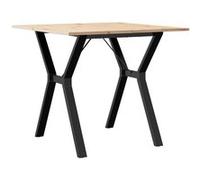 Vidaxl Table À Manger Cadre En Y 90x90x75 Cm Bois De Pin Massif Acier Marron