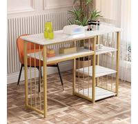 Table à ongles de manucure, poste de travail à ongles avec texture marbrée, bureau professionnel pour nail art, oreiller à main blanc, station de manucure pour salon de beauté, bureau de maquillage