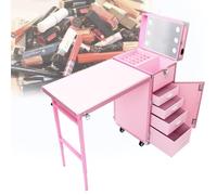 Table à ongles pliable avec rangement - Table de manucure roulante et mallette verrouillable pour maquillage et produits de beauté essentiels