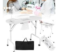 Table à Ongles, Table Manucure Pliable Table Manucure Avec Aspiration 90x44x72cm Table Manucure Avec Aspirateur à Ongles Table Manucure Mobile Avec Lampe à Ongles à Clip LED USB Variable Sac Transport
