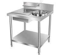 Table à Panure Station de Panure Commerciale en Acier Inoxydable - Station de Préparation de Poulet Frit pour Restaurants, Maisons, Hôtels - Récipient et Panier Iludes pour Frites Panées, Un