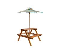vidaXL Table à pique-nique et parasol enfants 79x90x60cm Acacia solide