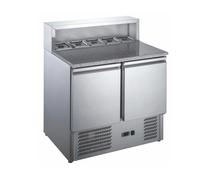 Table à pizza réfrigérée 2 portes avec saladette - 900 mm - plan granit - 240L - +2/+8°C - GN 1/1