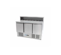 Table à Pizza Réfrigérée 400L - 3 Portes - 8 Bacs GN 1/6 - Plan de Travail Granit - Maxima