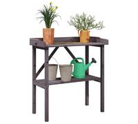 Table à Plantes avec Étagère Support Jardin Terrasse Gris Bois de Sapin vidaXL