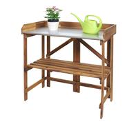 Table À Plantes Hwc-L18, Table De Jardinage Table À Fleurs Étagère À Plantes, Pliable Outdoor Bois D'acacia Certifié Mvg, Brun Marron