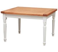 Table À Rallonge Champêtre En Bois Massif De Tilleul Avec Structure Antique Blanche Et Plateau En Finition Naturelle Multicolore