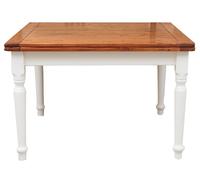 Table À Rallonge Champêtre En Bois Massif Structure Blanche Antique Plan Noyer Multicolore