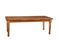 Table À Rallonge En Bois Massif De Tilleul, Finition Noyer L220xpr100xh80 Cm Multicolore