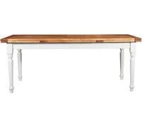 Table À Rallonge Style Champêtre En Bois Massif De Tilleul Avec Structure Antique Blanche Et Plan En Finition Naturelle L200xpr Multicolore