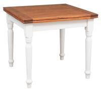 Table À Rallonge Style Champêtre En Bois Massif Structure Blanche Patinée Sur Plan Noyer Made In Italy Multicolore