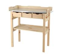 Esschert's Garden - Table à rempoter en pin avec plateau zinc 3 tiroirs