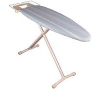 Kitchen Move Table à repasser Bermude pieds blancs, housse coton bleu/blanc, 124x40xH94 cm