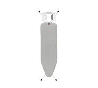 Table à Repasser Brabantia Taille B, 124 x 38 cm - Metallised | 100% Coton Fairtrade | Structure Stable Anti-vacillement | Pliable, Hauteur réglable et Repose-Fer Fixe | Certifiée Fairtrade et C2C