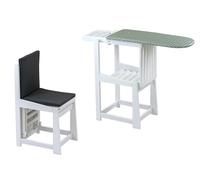 Table à repasser - Chaise SINFONIA - Table à repasser transformable avec plan de travail 81 x 35 cm et porte-fer - Assise 40 x 35 cm - Coussin avec dossier - Couleur : blanc
