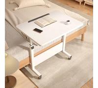 Table à roulettes pour ordinateur portable à hauteur réglable pour canapé-lit, bureau mobile portable avec roulettes pour PC, tablette et téléphone, blanc, 80 x 40 cm, parfaite pour la maison et le