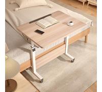 Table à roulettes pour ordinateur portable réglable en hauteur pour canapé-lit, couleur bois, 80 x 50 cm, idéale pour PC, tablette et téléphone portable, multifonction avec roulettes.