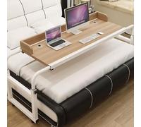 Table à Roulettes Réglable En Hauteur, Bureau à Roulettes Sur Le Lit Avec Roulettes Table De Lit Réglable En Hauteur Avec Roulettes Pivotantes Table De Lit Pour Ordinateur Portable(Color:bois)