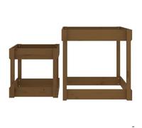 vidaXL Table à sable 2 tables en bois de pin massif marron miel extérieur enfants