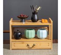 Table à thé avec tiroir de rangement, étagère antique pour théière et tasse à thé, étagère de rangement pour table basse et autel de méditation