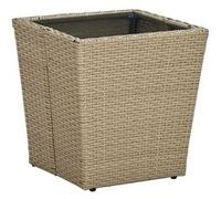vidaXL Table à thé Beige 41,5x41,5x44cm Résine tressée Verre trempé