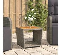 Table à thé et dessus en bois Gris Résine tressée Acacia massif vidaXL
