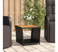 Table à thé et dessus en bois Gris Résine tressée Acacia massif vidaXL