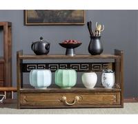 Table à thé et étagère de rangement, design antique pour tasse à thé et théière, idéale pour la méditation et l'autel Puja avec tiroir de rangement